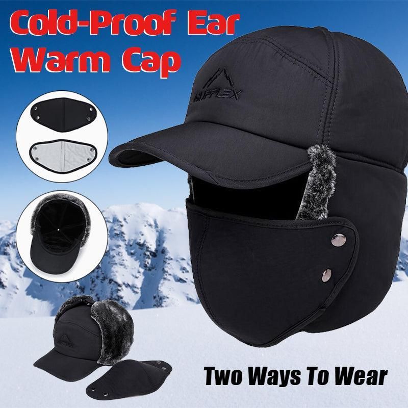 Winter 3 In 1 Thermal Fur Lined Trapper Bomber Hat With Ear Flap Face Mask Cap