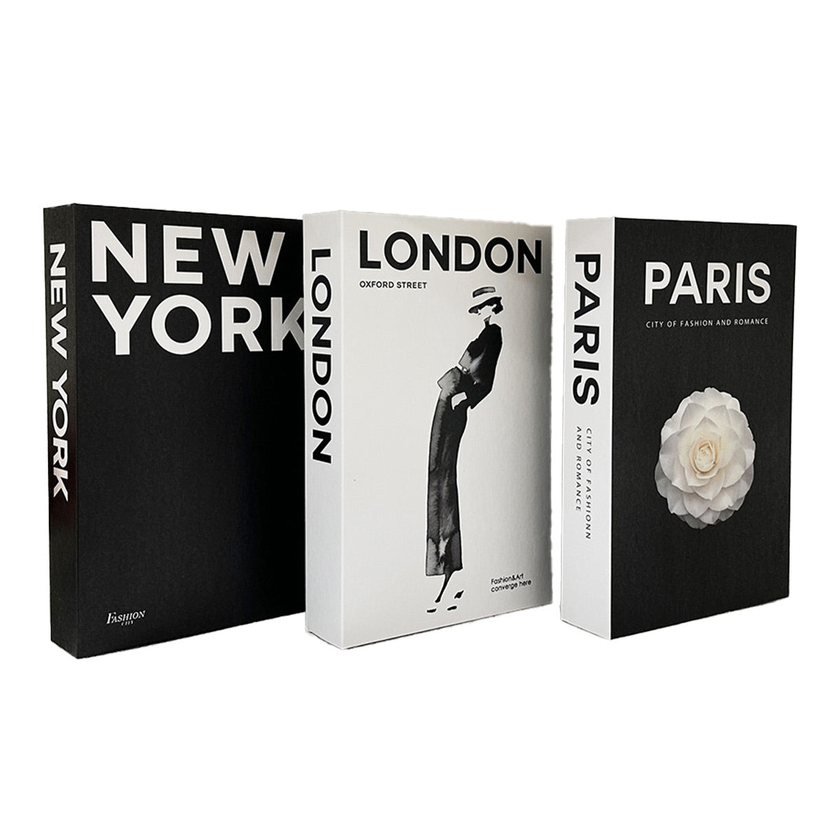 3 PCS Modern Decorative Books Set Foldable Fake Books for Display City Theme - C