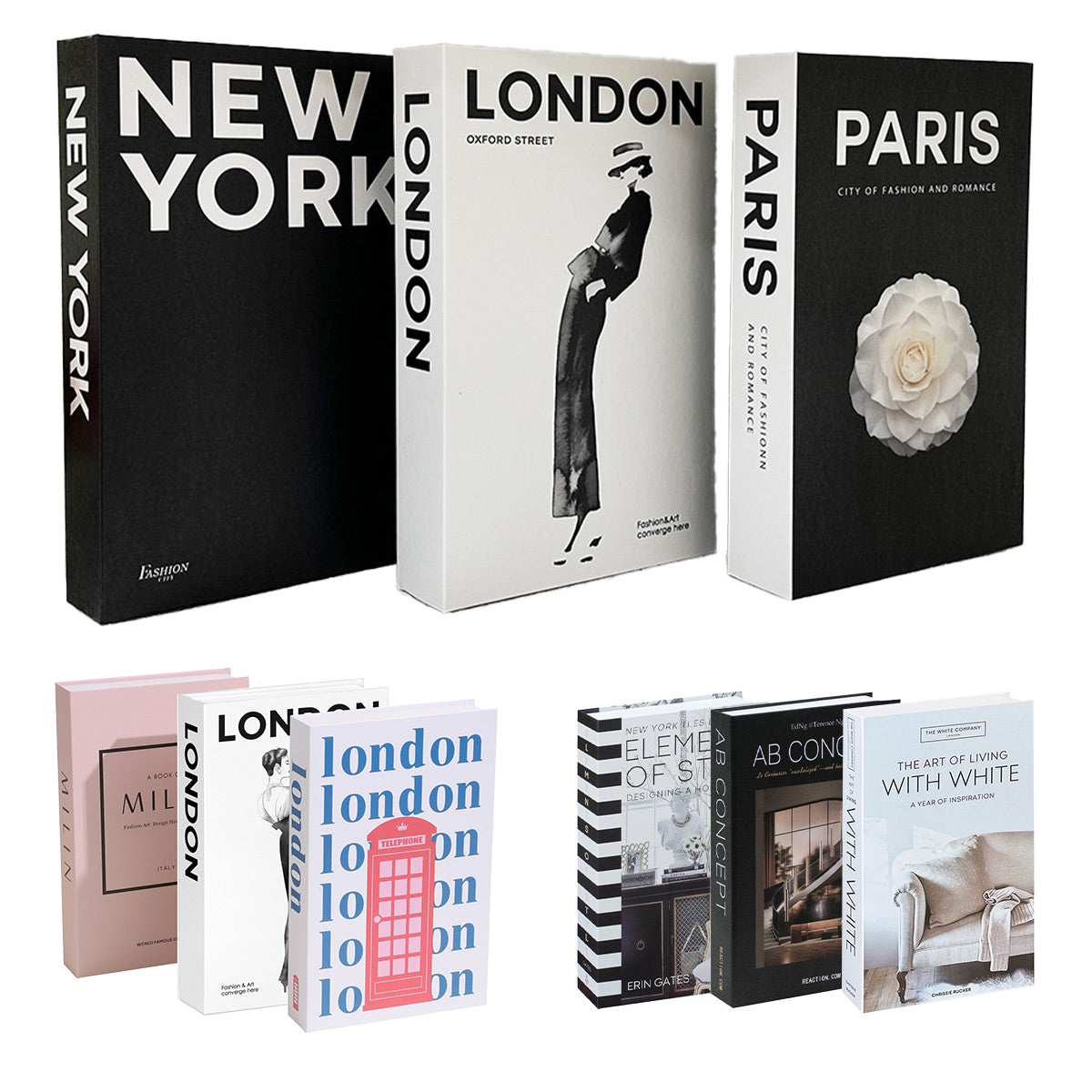 3 PCS Modern Decorative Books Set Foldable Fake Books for Display City Theme - A