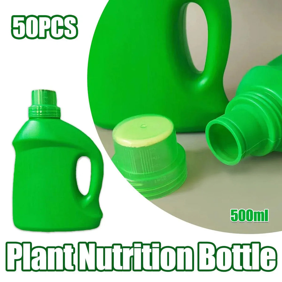 50pcs 500ml Plastic Green Fertilizer Bottle Nutrient Solution Container Plants