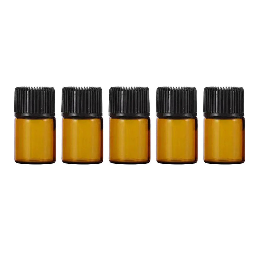 5pcs 2ml-5ml Amber Glass Orifice Reducer Bottles Sample Vial Dram Essential Oils - 2ml