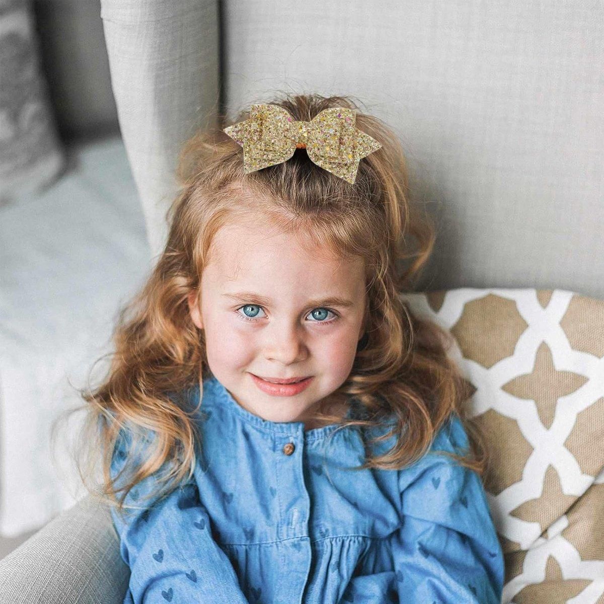 20Pcs Hair Clips Colourful Glitter Sequin Bow Set for Girls and Teens
