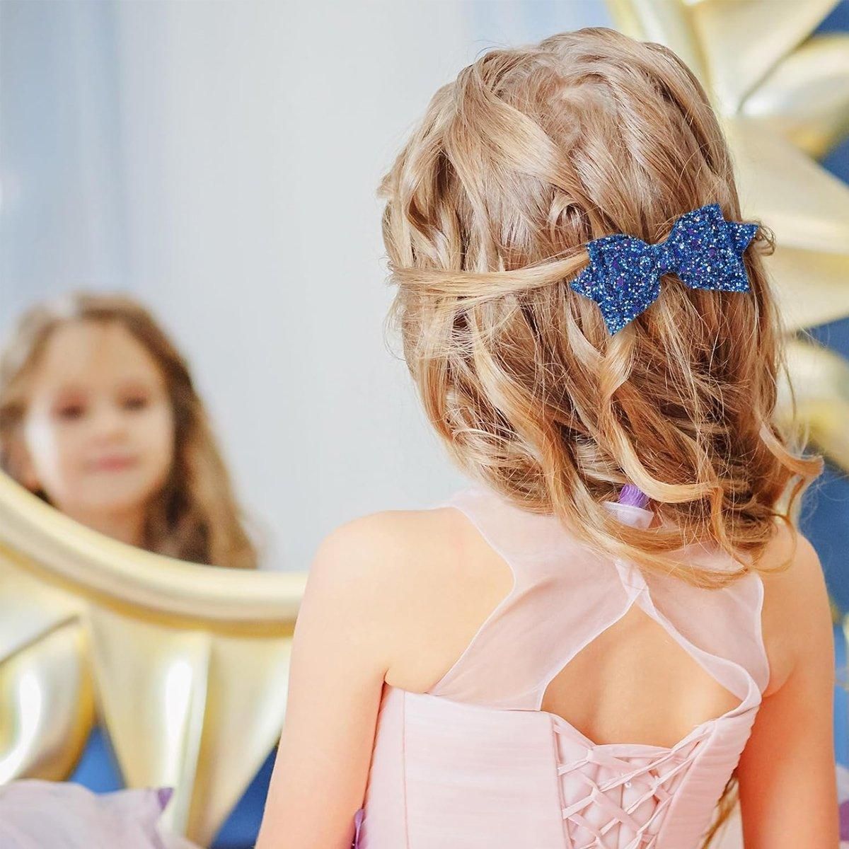 20Pcs Hair Clips Colourful Glitter Sequin Bow Set for Girls and Teens