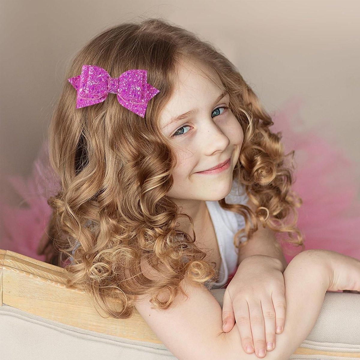 20Pcs Hair Clips Colourful Glitter Sequin Bow Set for Girls and Teens