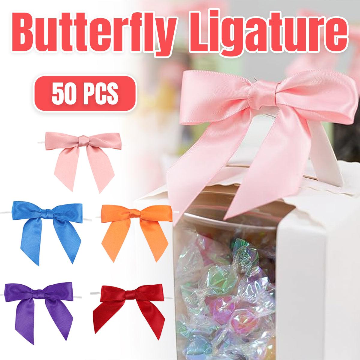 50pcs Bow Gift Packaging Sealing Tie Drawstring Baking Wrap Bag Decorative Ties - Pink