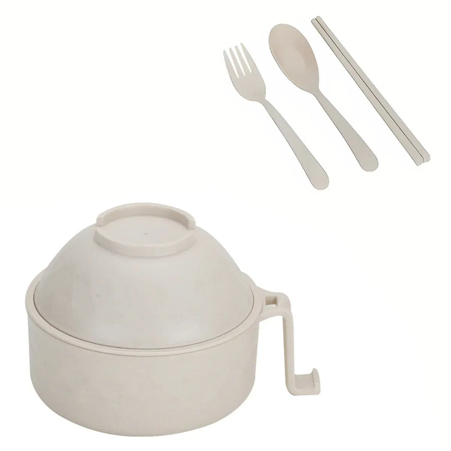 Ramen Bowl Set Microwave Ramen Cooker Instant Noodles Bowl With Chopsticks - Beige