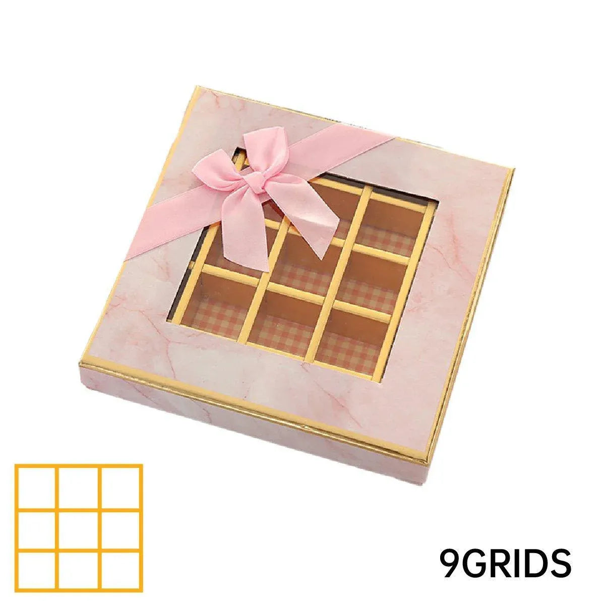 25X Valentines Day 9/12Grids Chocolate Box Gourmet Desserts Gift Display Window - Gray 9Grids-12-12-4-25pcs