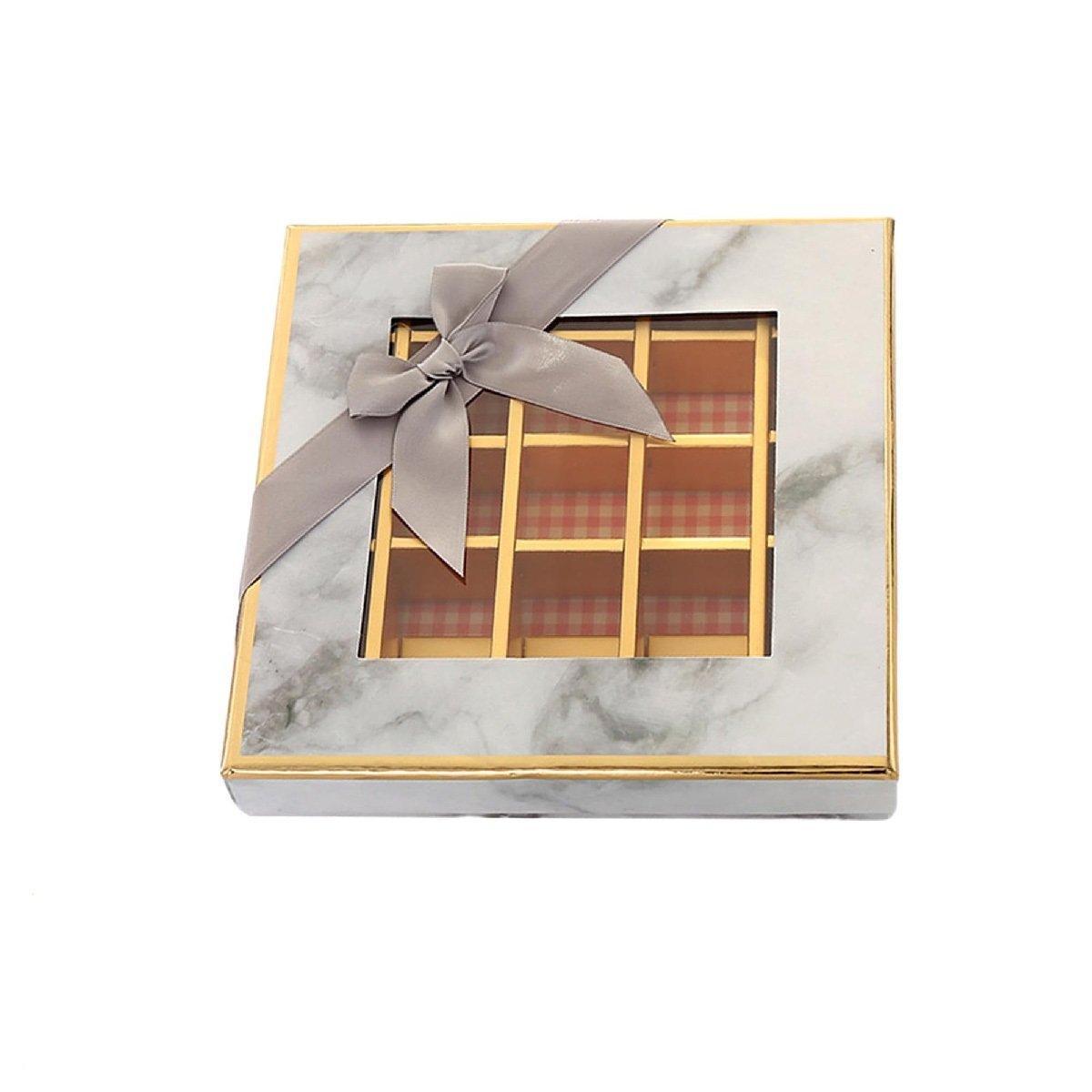 25X Valentines Day 9/12Grids Chocolate Box Gourmet Desserts Gift Display Window - Gray 9Grids-12-12-4-25pcs