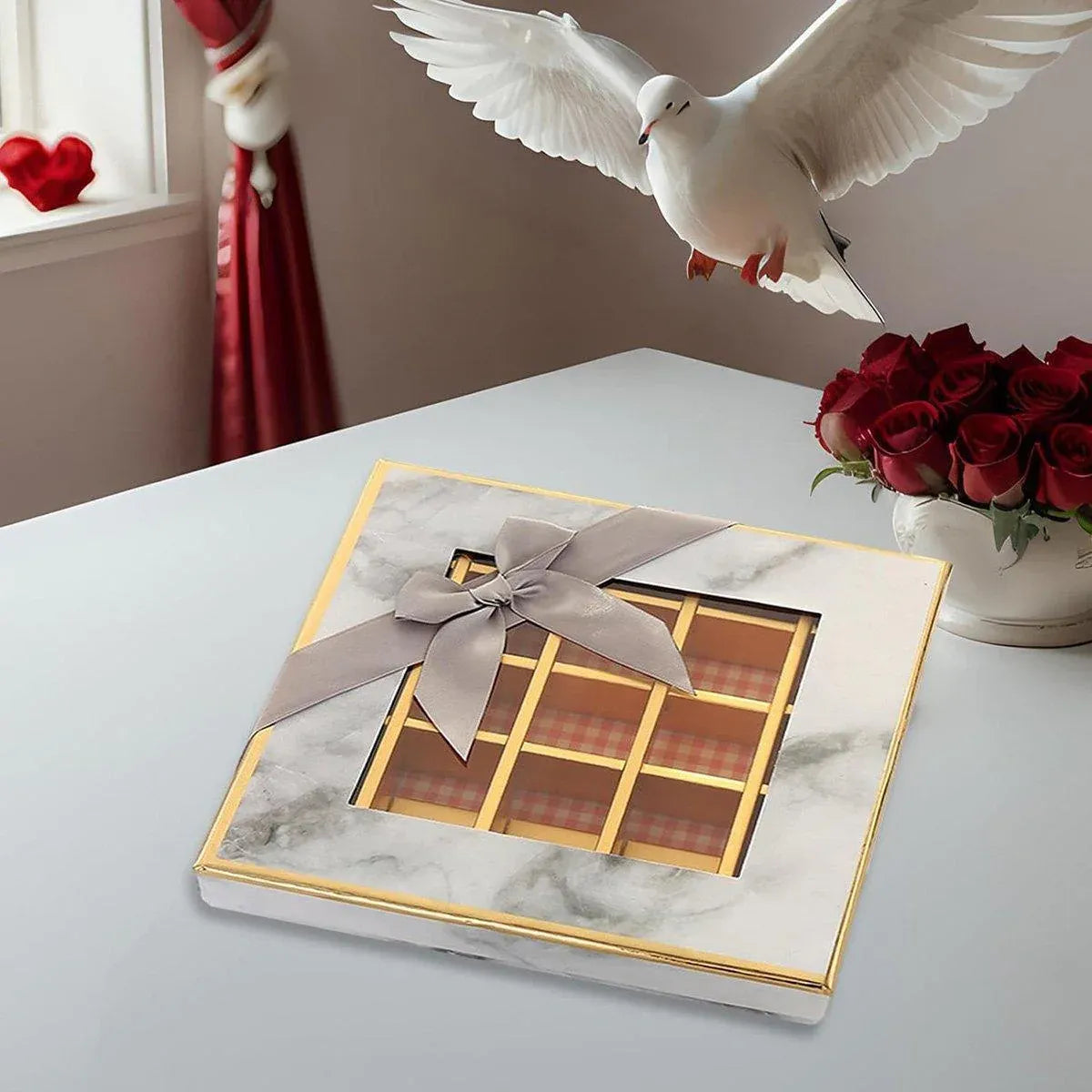 25X Valentines Day 9/12Grids Chocolate Box Gourmet Desserts Gift Display Window - Tiffany 9Grids-12-12-4-25pcs