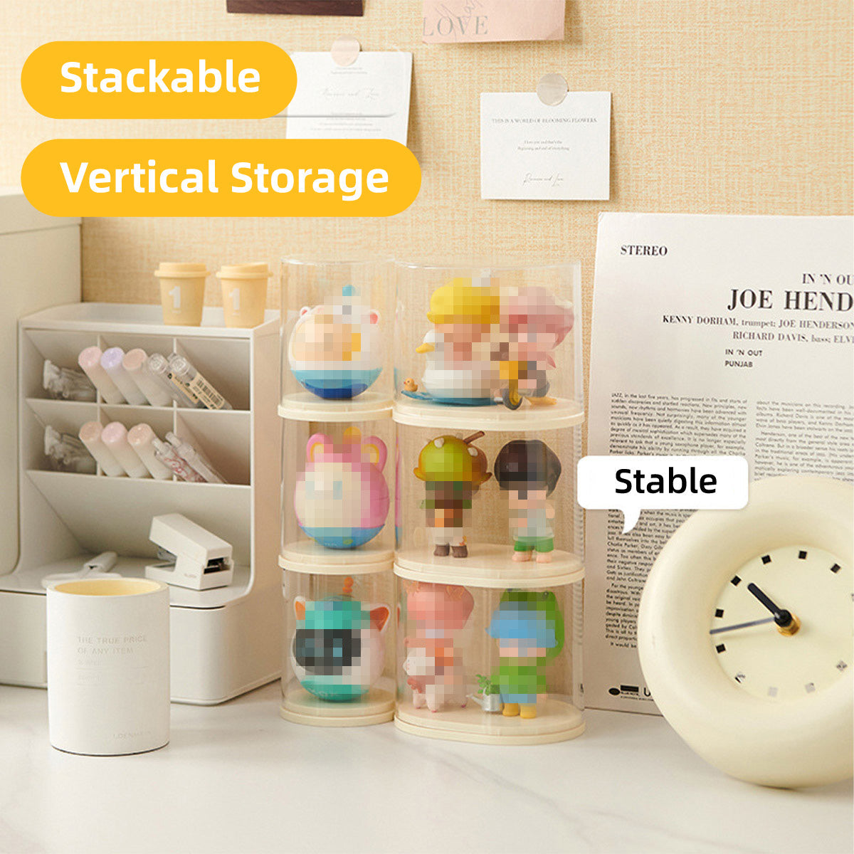 2pcs Clear Acrylic Display Case Transparent Box for Collectibles Dolls Figures - S