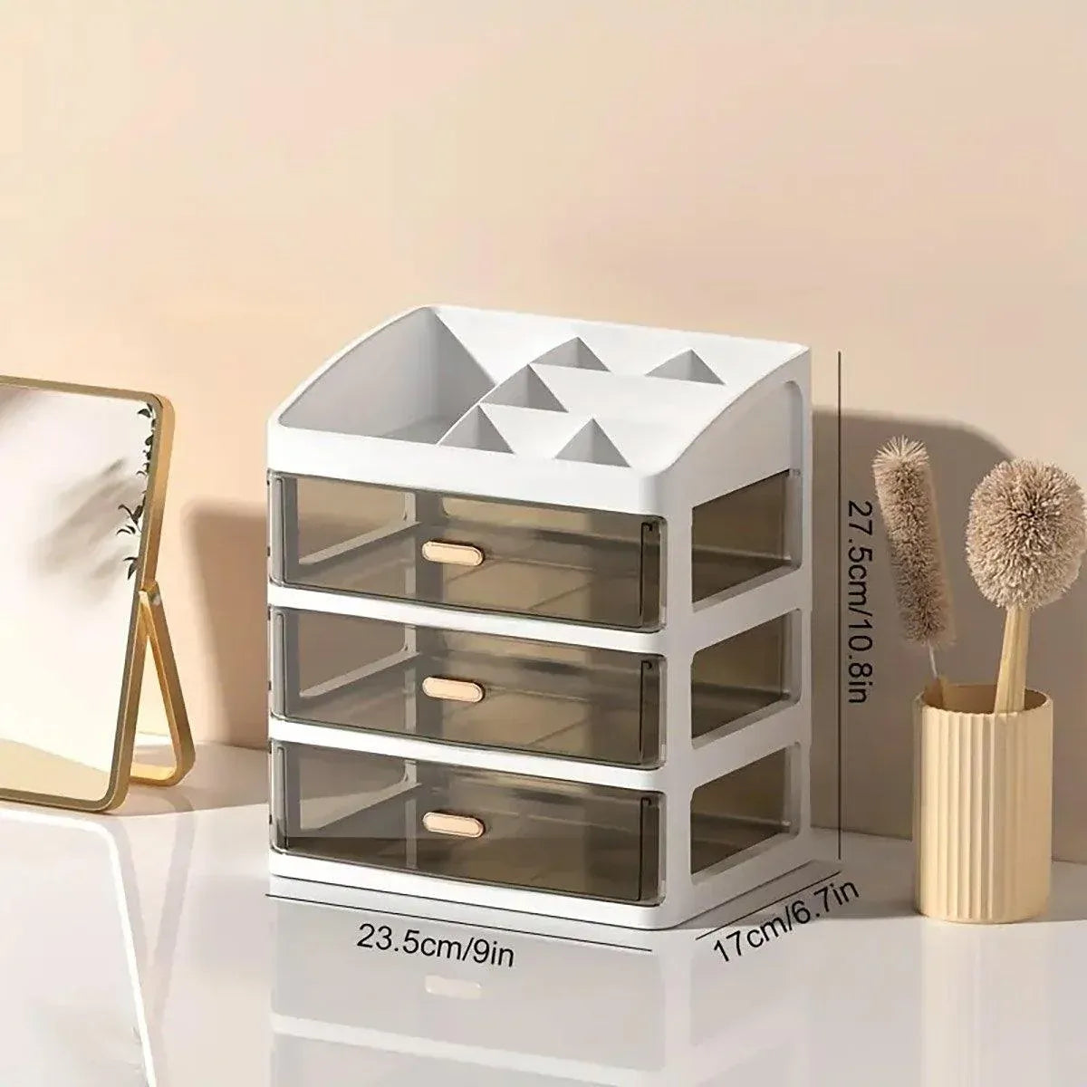 3Layer Cosmetic Organiser Storage Drawer Case Makeup Box for Home and Bathroom