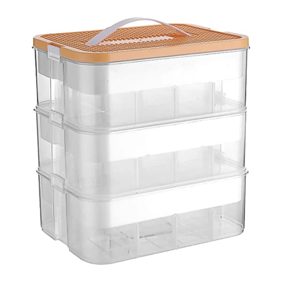 3Layer Storage Box Large Capacity Toy Organizer Building Block Storage Container - Yellow