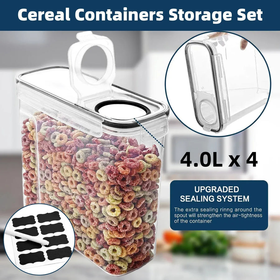 Food Storage Jar Set 4PCS Kitchen Grain Container Airtight Cereal Canister Box