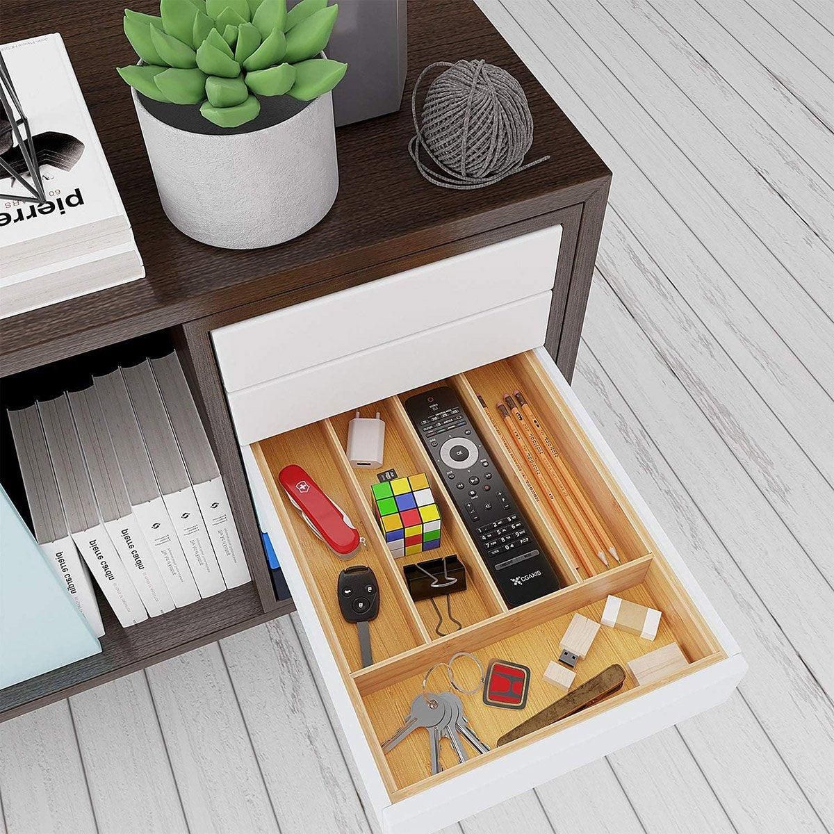 Bamboo Cutlery Organiser Kitchen Drawer Storage Tray for Utensils and Cutlery