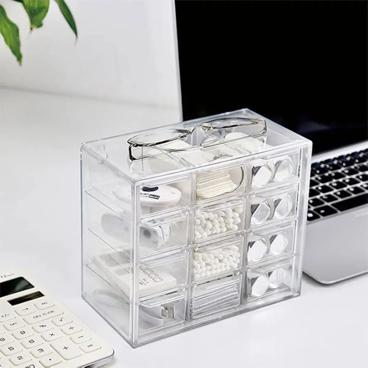 Storage Organizer Box Mini Plastic Desktop Drawers Desk Craft Cabinet For Office - 6 Grids