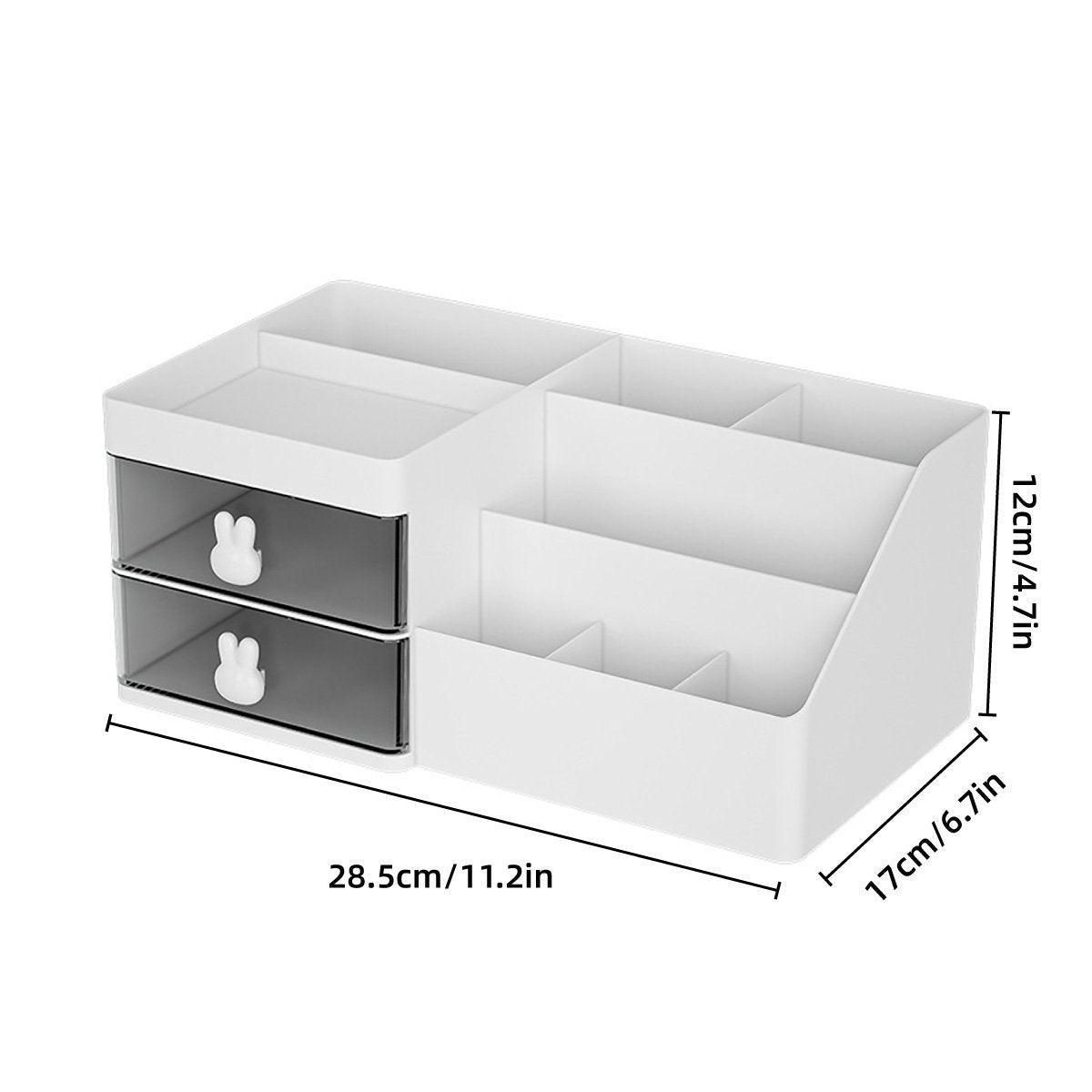 Cartoon Drawer Type Cosmetic Jewelry Storage Box Desktop Student Stationery Box - White