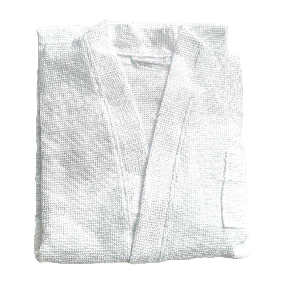 Cotton Kimono Collar Bathrobe Hotel Quality Thick Fleece Towel Embroidered Robe - Waffle