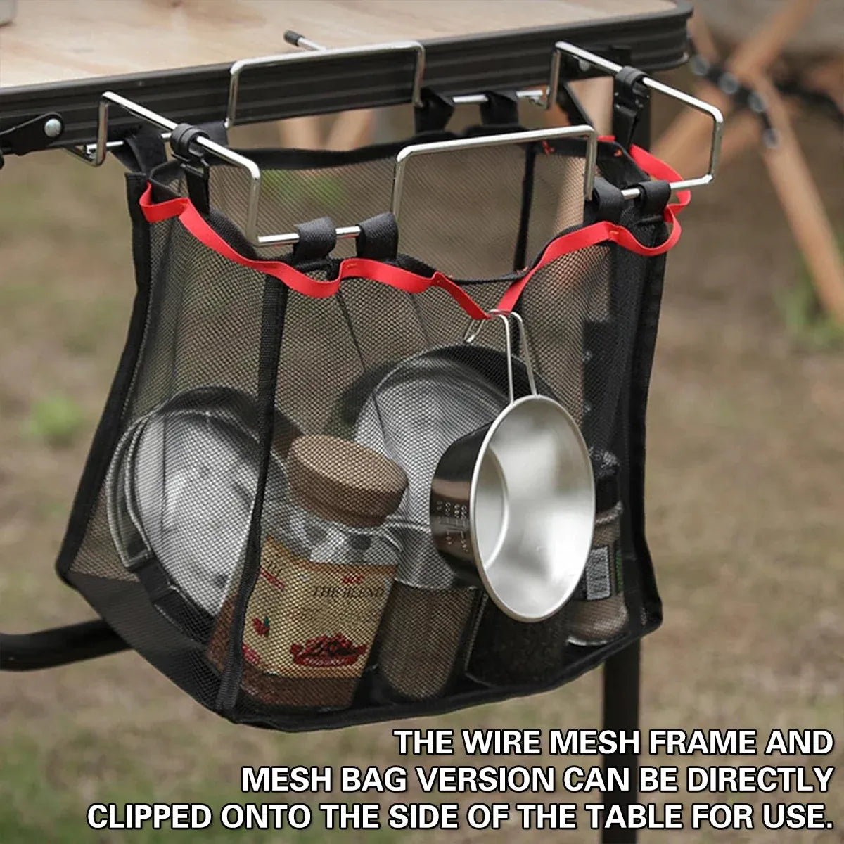 Foldable Stainless Steel Camping Trash Rack Portable