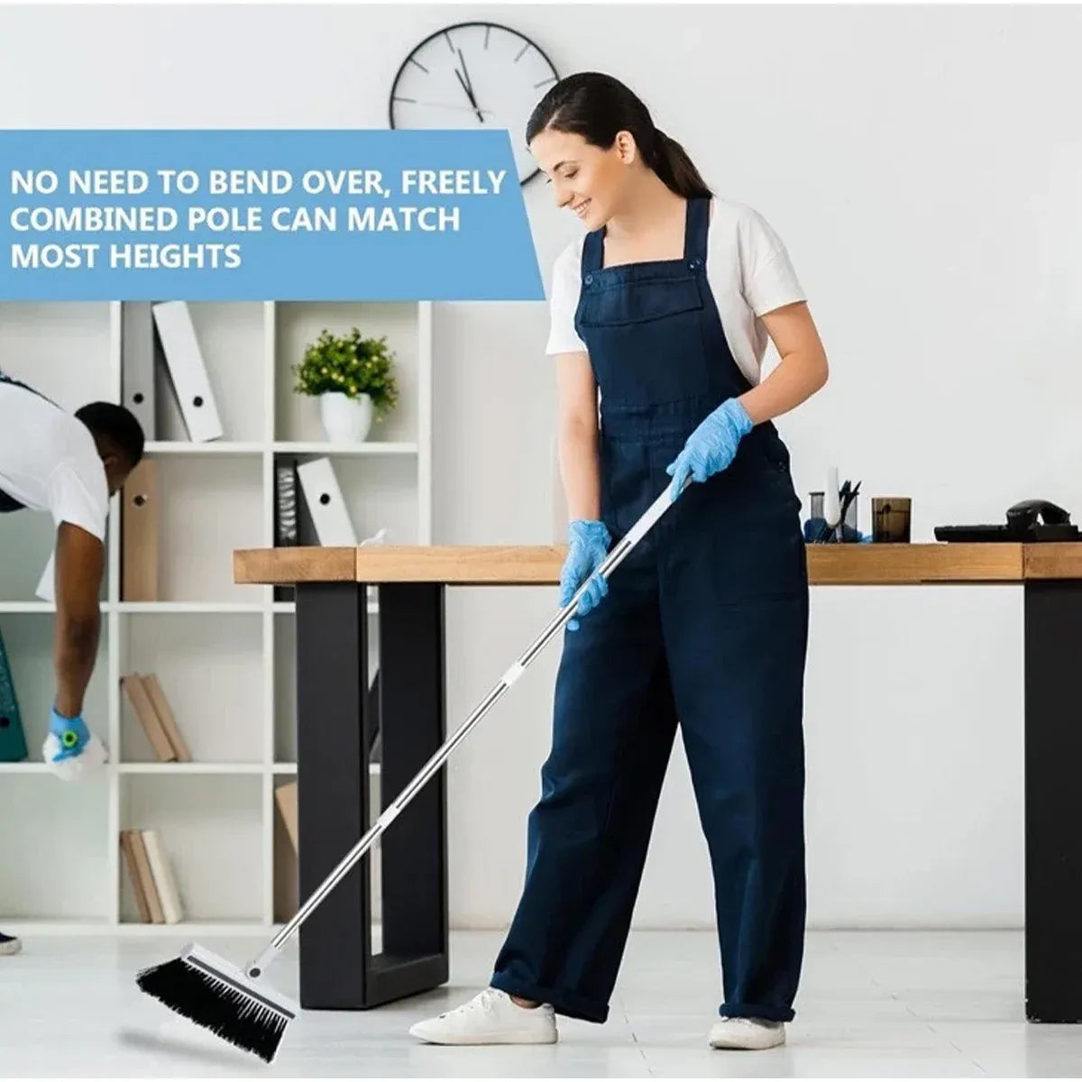 3 in1 Broom Set for Winnowing Brushing Handheld Cleaning Tool Home Kitchen Floor - White