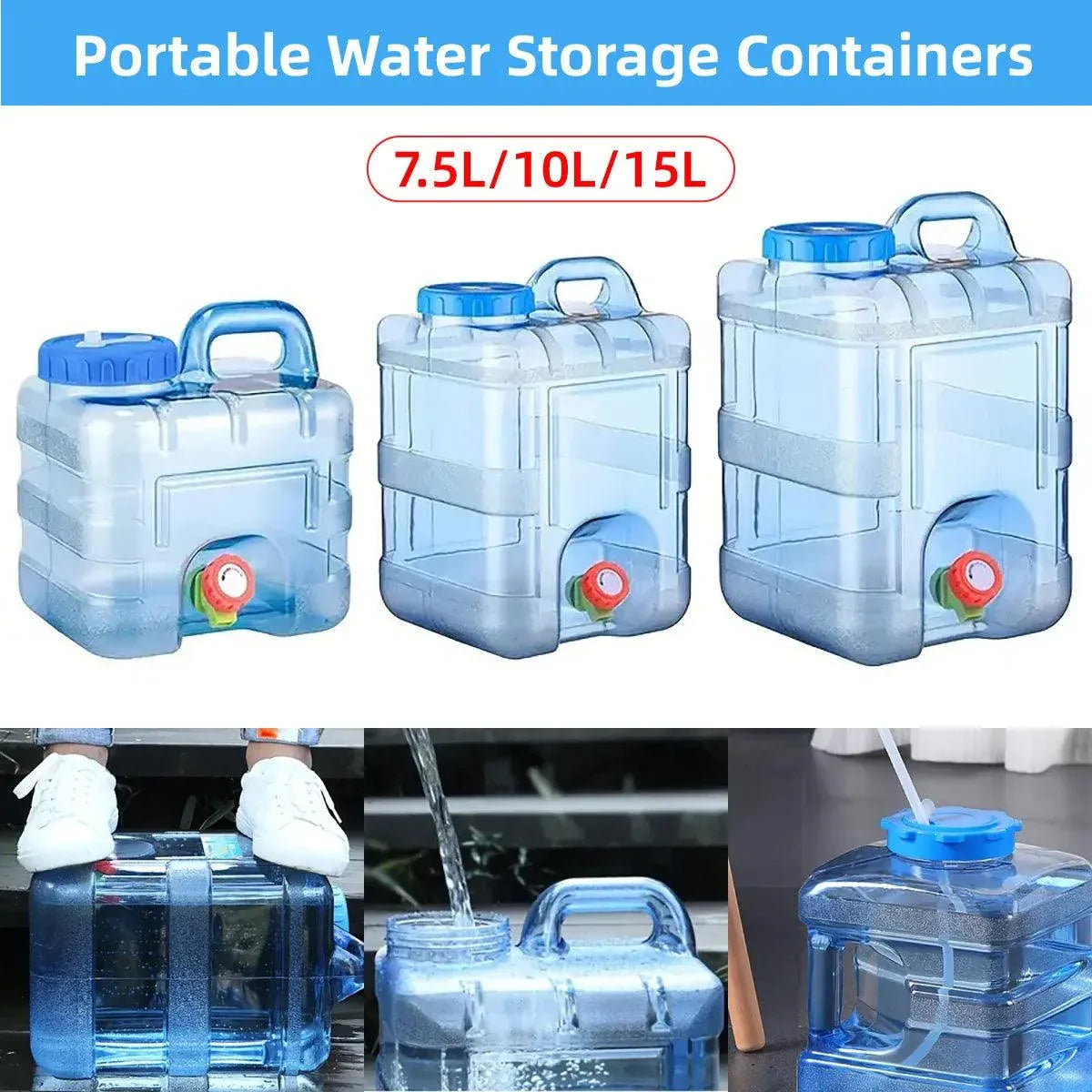 Outdoor Water Bucket Household Storage Car Water Tank Drinking Water Storage - 7.5L