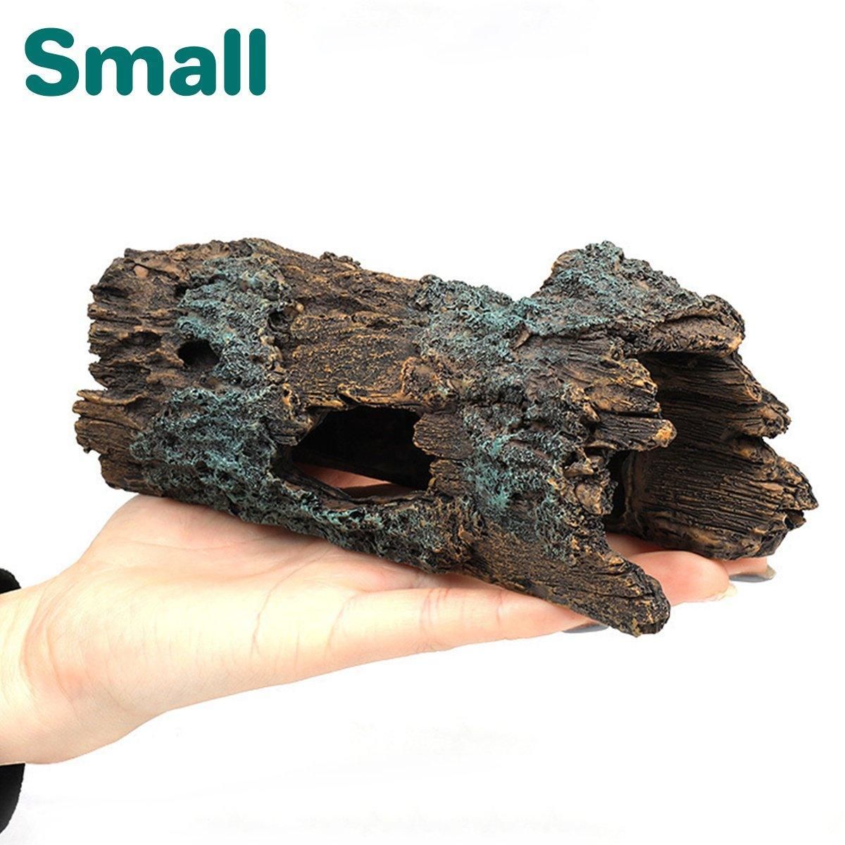 Tree Log Hide Ornament Trunk Tunnel Fish Reptile Tank Resin Aquarium Decoration - Large