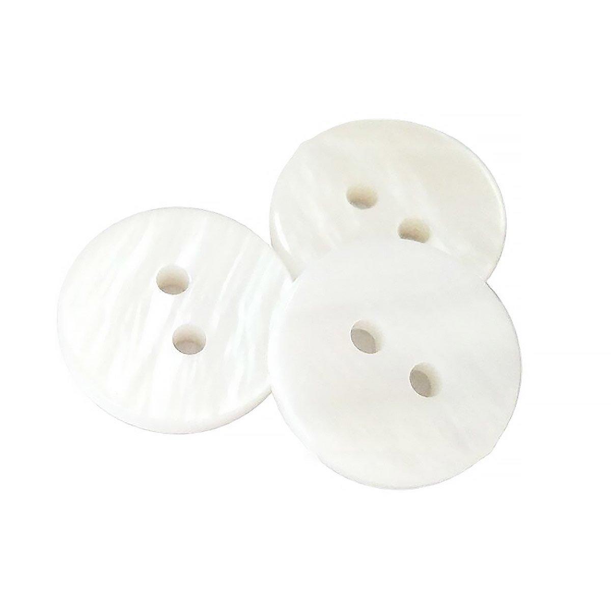 20pcs White Shirt Buttons Round Two Eyes Sewing Craft DIY Clothing Supplies - 11.5mm