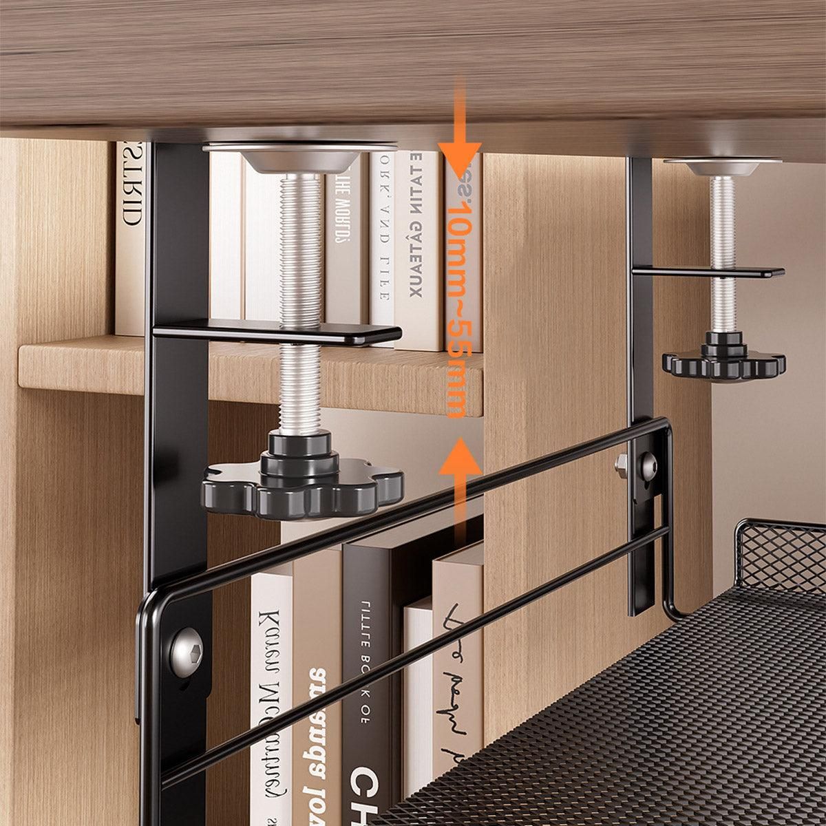 Under Desk Storage Shelf Hidden Drawer Organizer for Office Home Table Space - Black