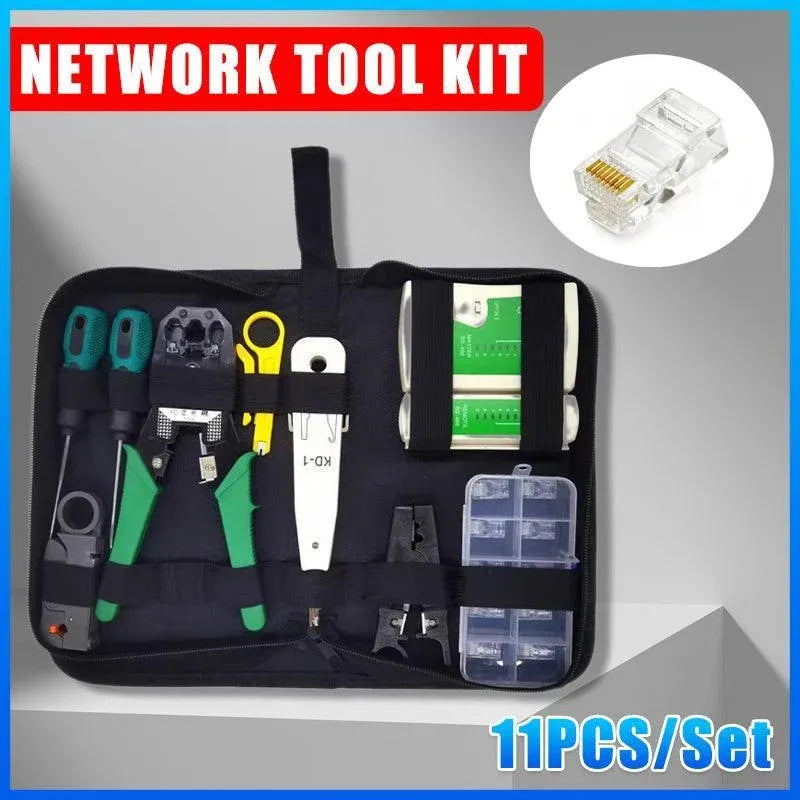 Cat6/5 Lan Network Cable Tool Kit Crimper Rj45 Tester Stripper Punch Down Cutter