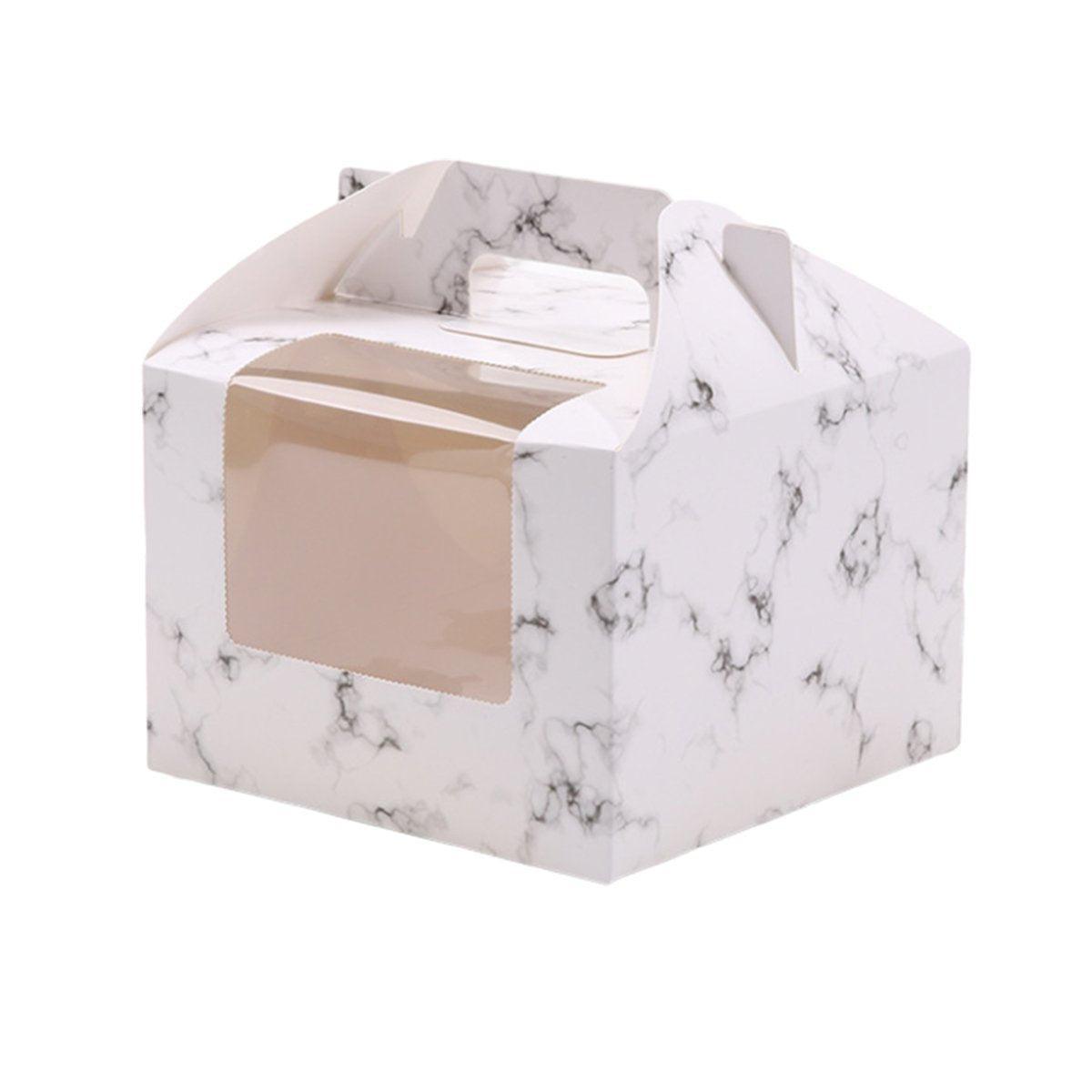 25pcs Portable Cupcake Packaging Box with Transparent Window for Easy Opening - Marble-2Cup