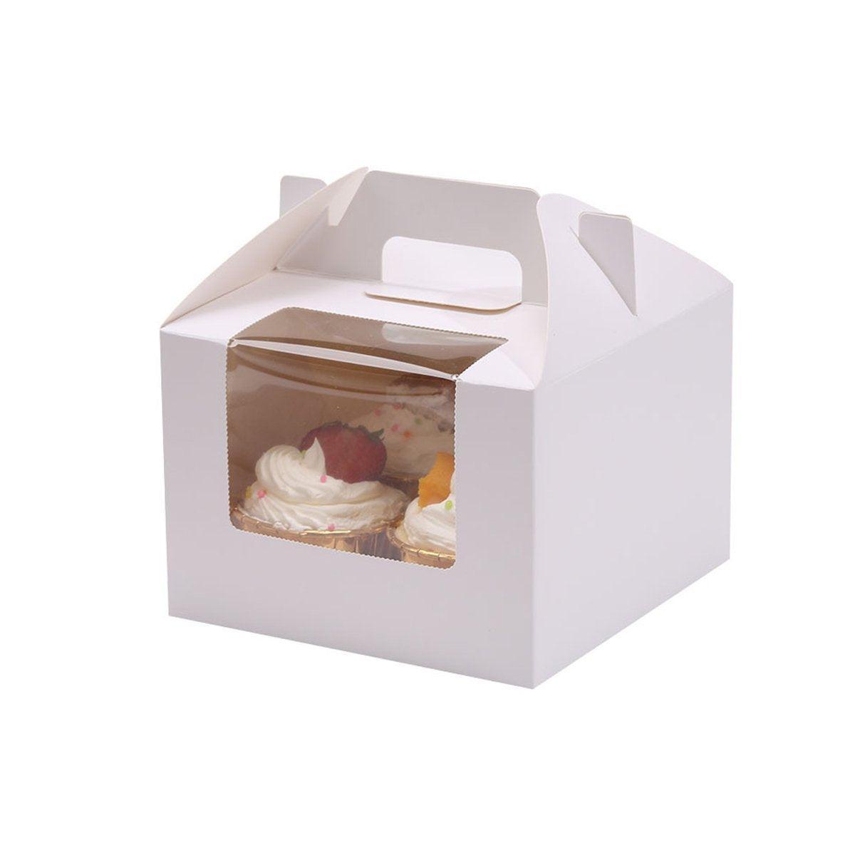 25pcs Portable Cupcake Packaging Box with Transparent Window for Easy Opening - Marble-4Cup