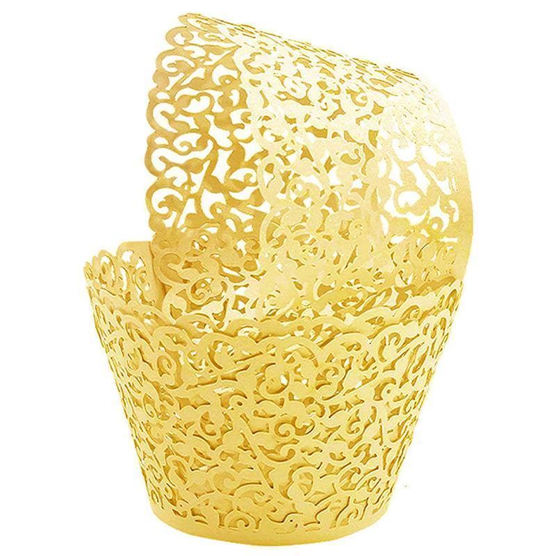 25pcs Laser Cut Cupcake Wrappers Wedding Party Baking Decorations in 8 Colours - White