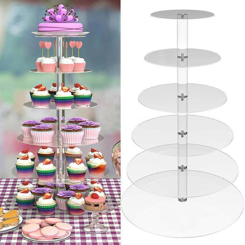 Acrylic Cupcake Tower 3 4 5 6 7 Tier Clear Cake Stand for Wedding Party - 5 Tiers