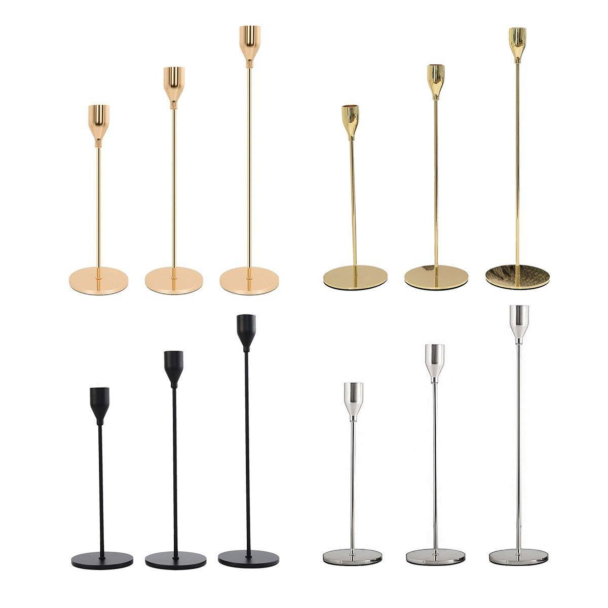 Set of 3 Decorative Candlestick Holder Candle Stand for Wedding / Dinner / Party - Gold