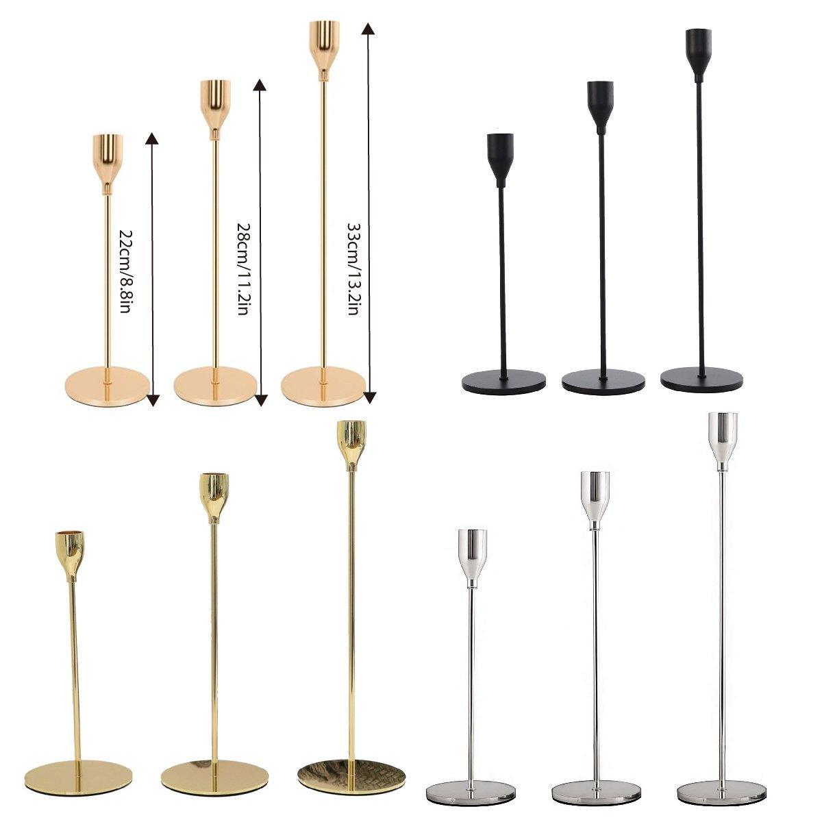 Set of 3 Decorative Candlestick Holder Candle Stand for Wedding / Dinner / Party - Gold