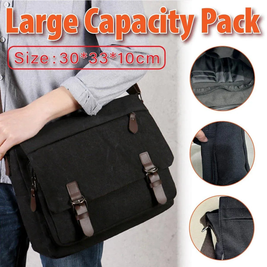 Canvas Messenger Shoulder Bag Large Capacity Crossbody Travel Work Handbag