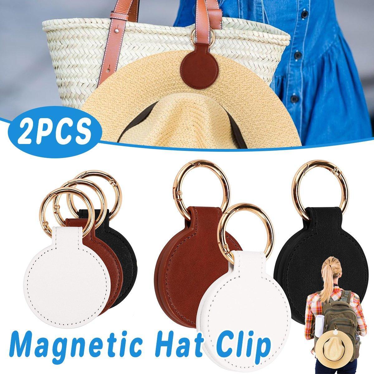 2PCS Hat Clip Holder with Buckle for Backpack Portable Hanging Hook for Hat Storage - White