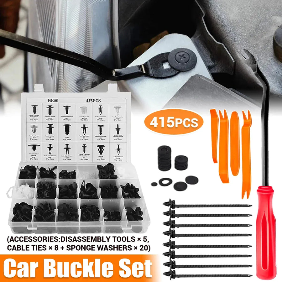 415PCS Car Buckle Set for Auto Body Trim Bumper Fender Repair