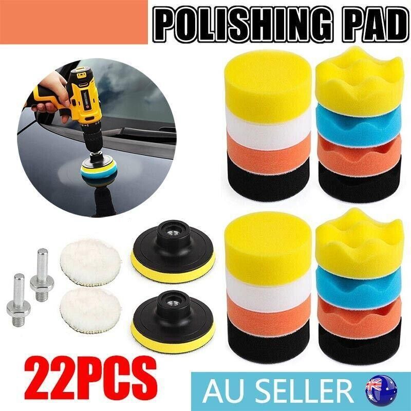 22Pcs 3" Buffing Waxing Polishing Sponge Pads Kit Set For Car Polisher Drill Au