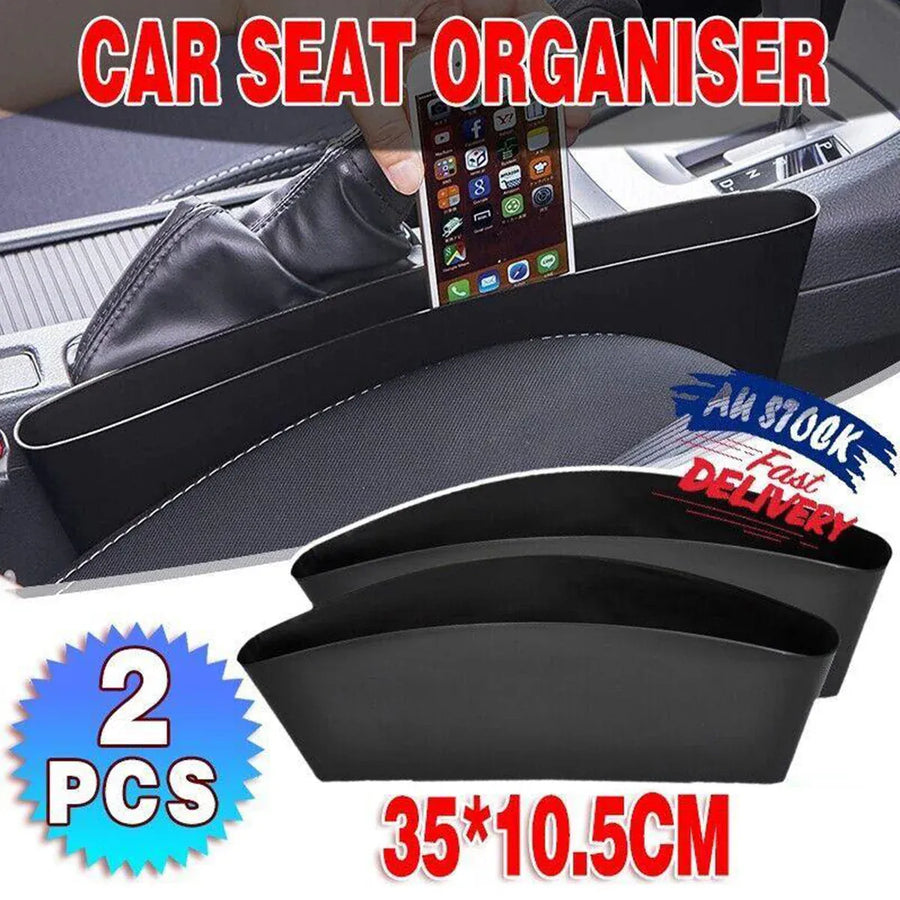 2PCS Seat Side Gap Organiser Storage Box for Phone and Keys Black