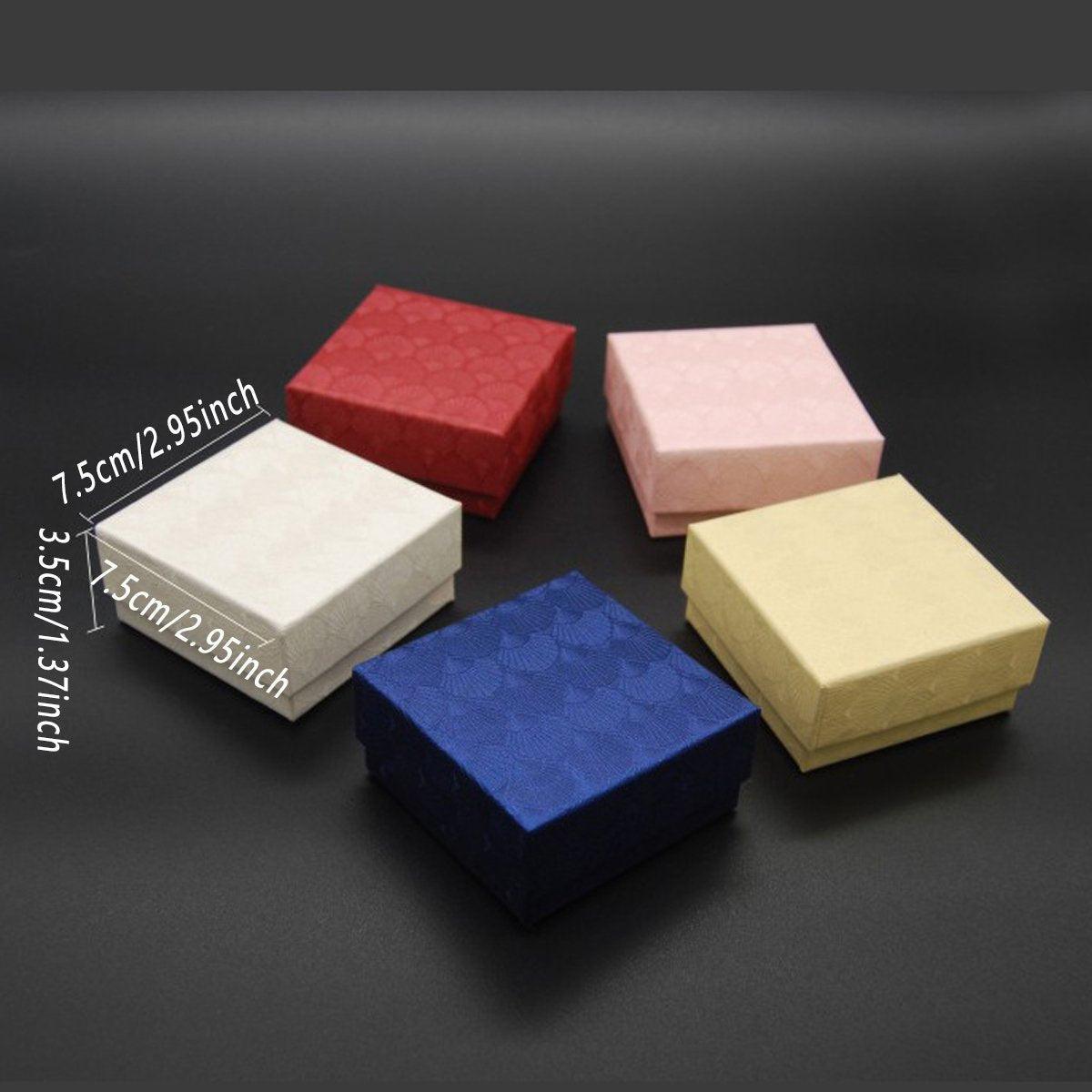 25X Jewelry Gift Boxes Shell Pattern 7.5CM Small GiftBox Empty Jewelry With Foam - Blue