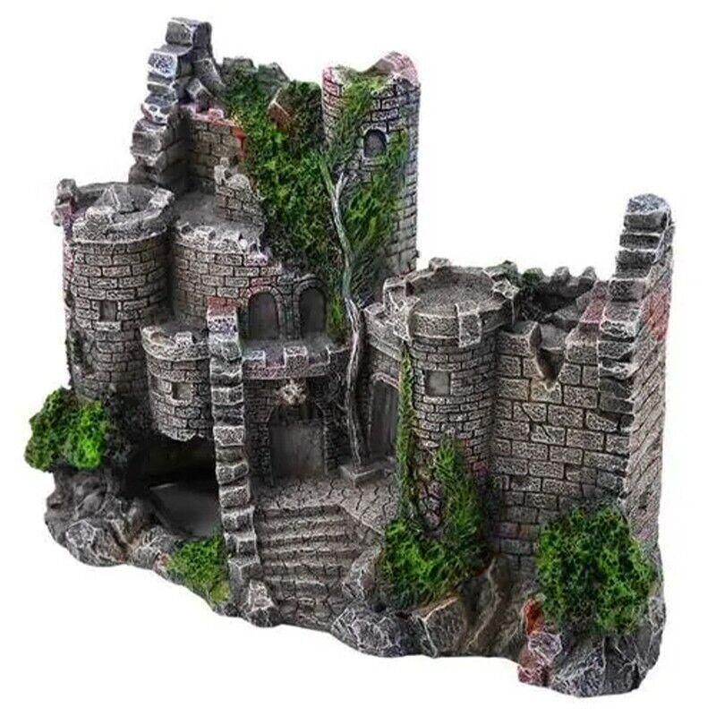 Aquarium Fish Tank Ornament Decor Landscape Ancient Castle Tower Hide Cave Resin