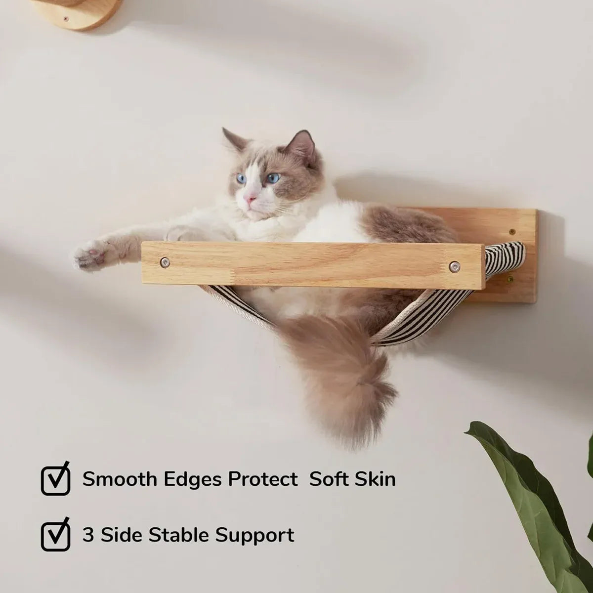 Solid Wood Wall Mounted Cat Hammock Pet Bed for Indoor Cats