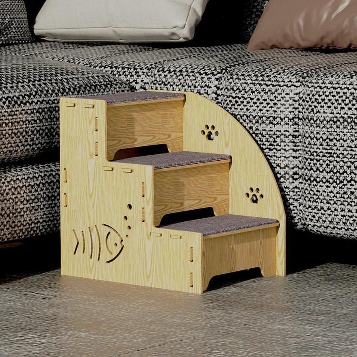 Wooden Pet Climbing Ladder Bed Step Frame Durable Climbing Frame for Small Pets