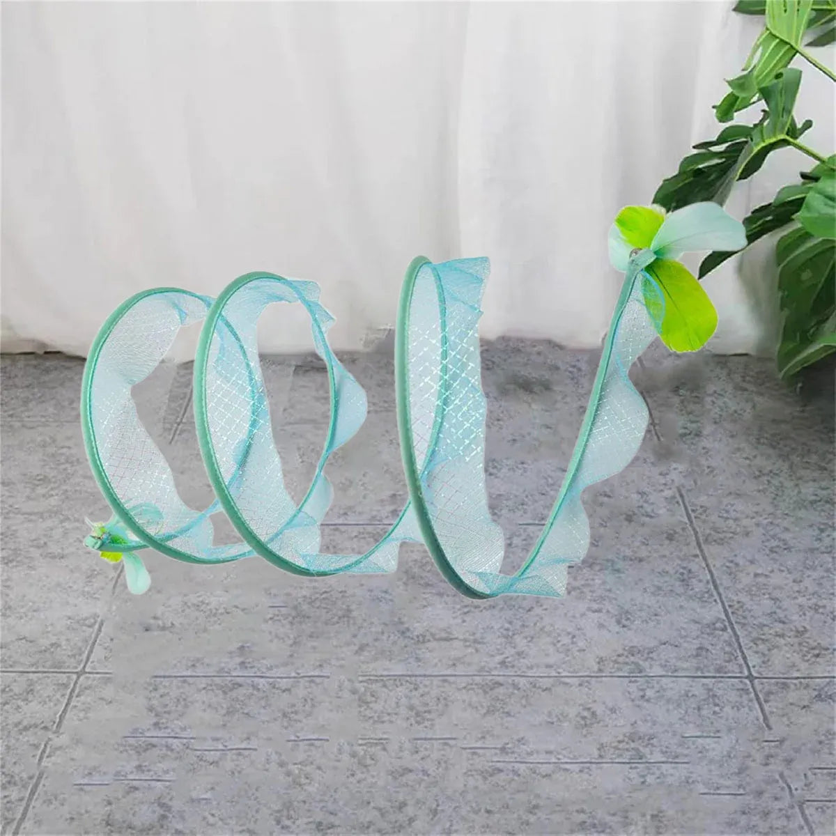Cat Tunnel Toy Set Collapsible Cat Tube with Teaser Wand Feather Toy Indoor Play