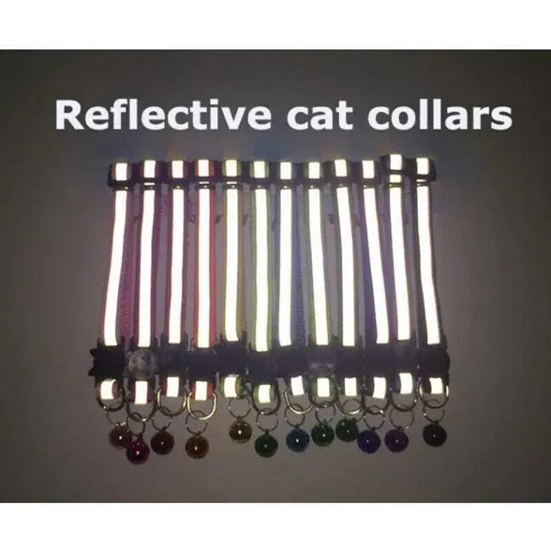 Reflective Cat Collar with Breakaway Buckle and Bell Adjustable for Small Pet Use - Yellow