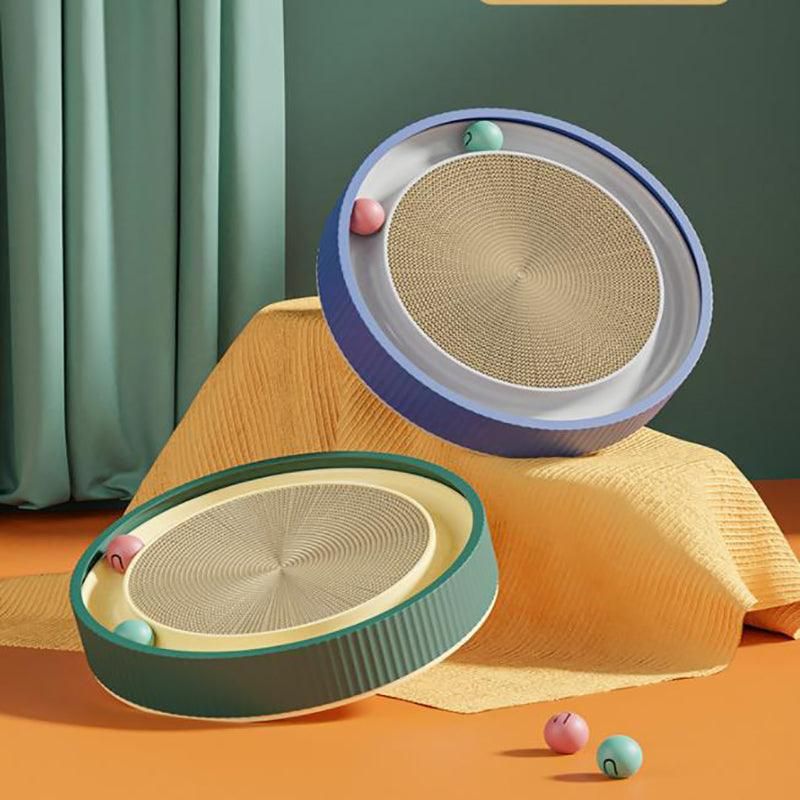 Cat Scratcher Lounge Bed Toy 40cm Round Foldable Cardboard Pad with Ball Track - Replacement Pad