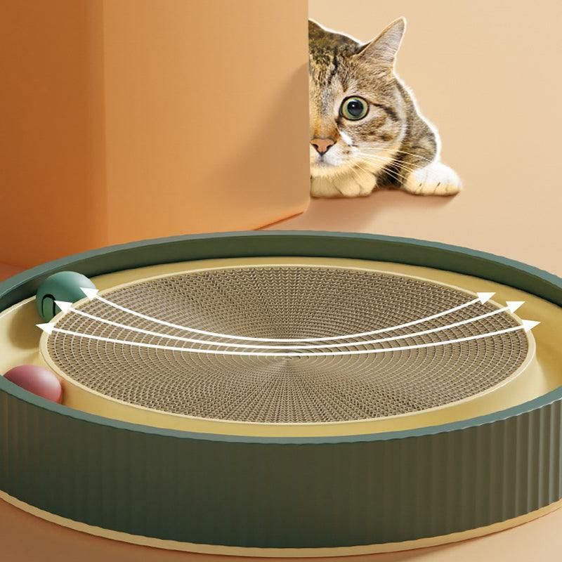 Cat Scratcher Lounge Bed Toy 40cm Round Foldable Cardboard Pad with Ball Track - Replacement Pad