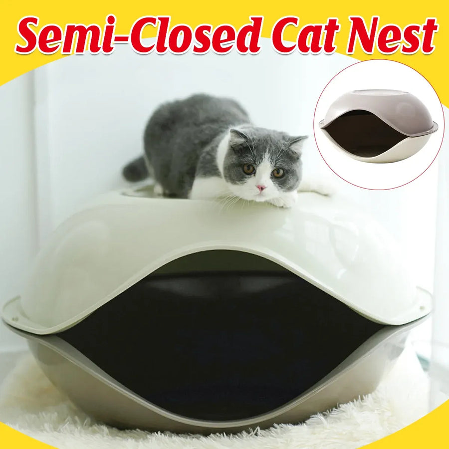 Cat Bed Semi Enclosed Nest Removable Washable Pet House Four Seasons Portable