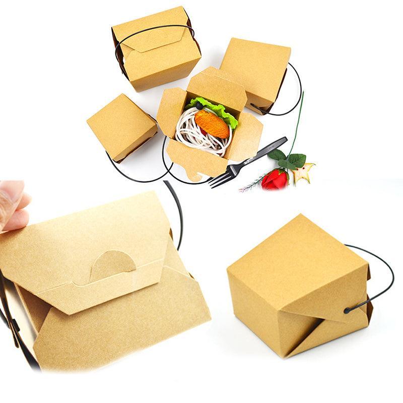 30PCS Kraft Paper Noodle Boxes with Handle Disposable Takeaway Food Containers - 728ml