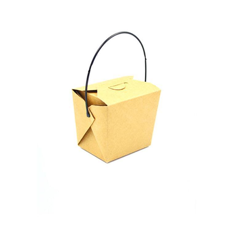 30PCS Kraft Paper Noodle Boxes with Handle Disposable Takeaway Food Containers - 728ml